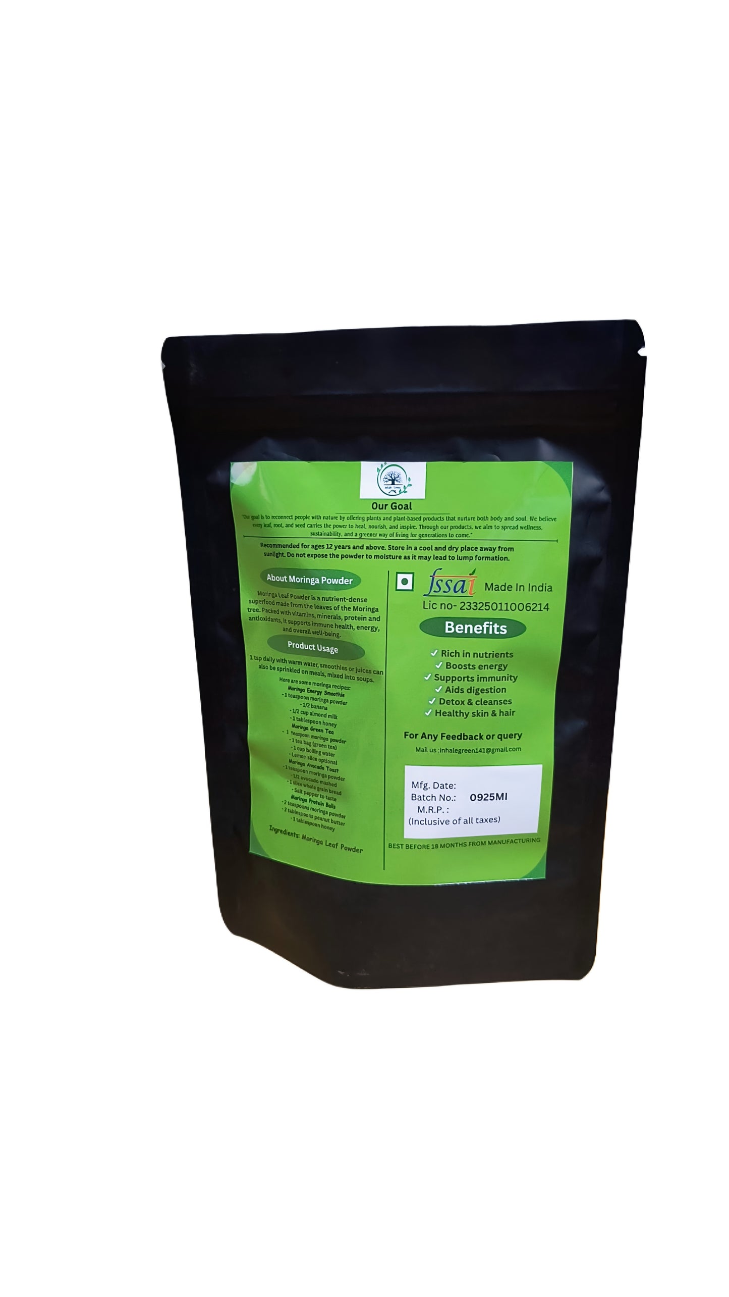 Inhale Green 100% Natural Moringa Powder (230g)