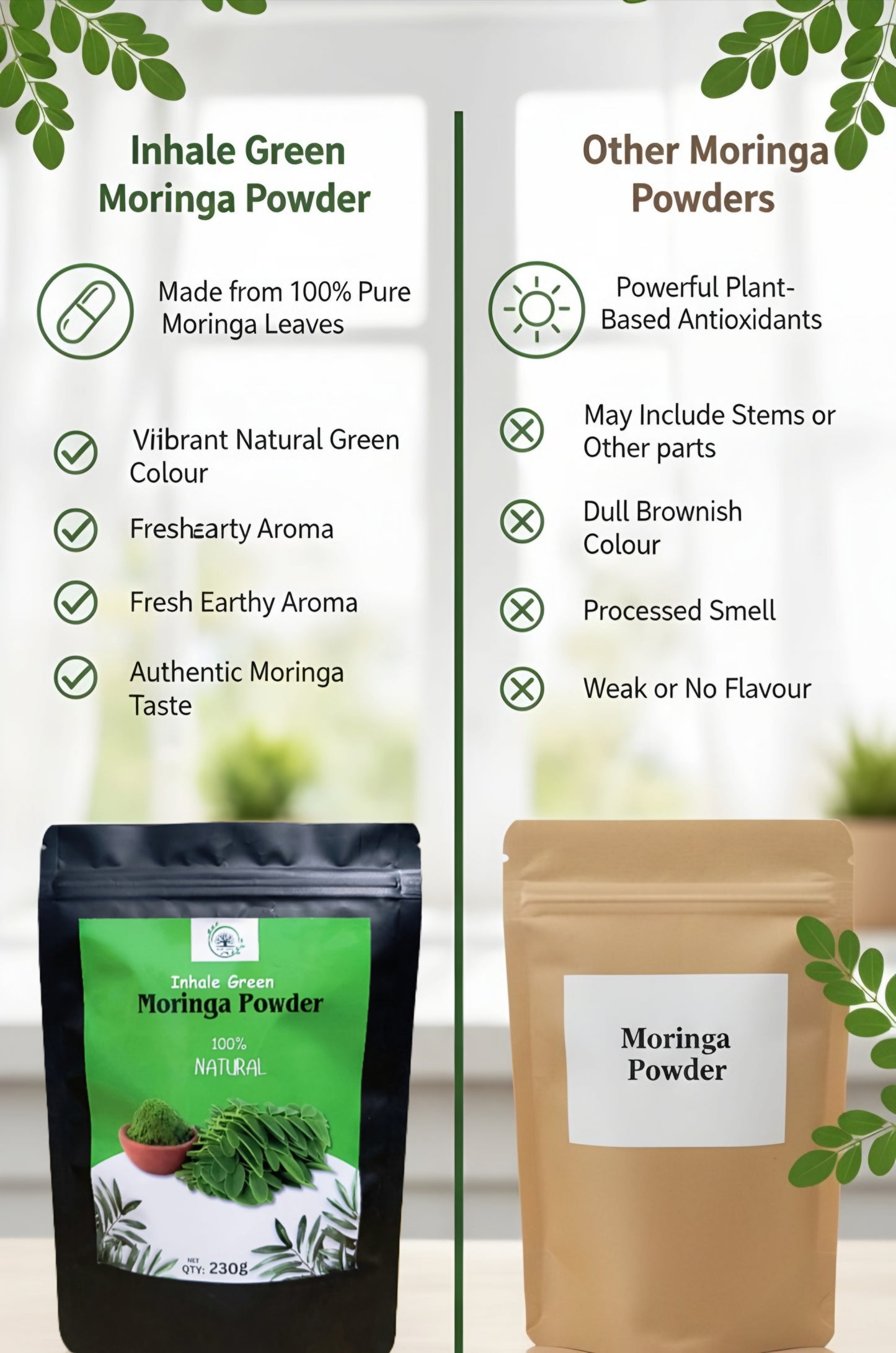 Inhale Green 100% Natural Moringa Powder (230g)
