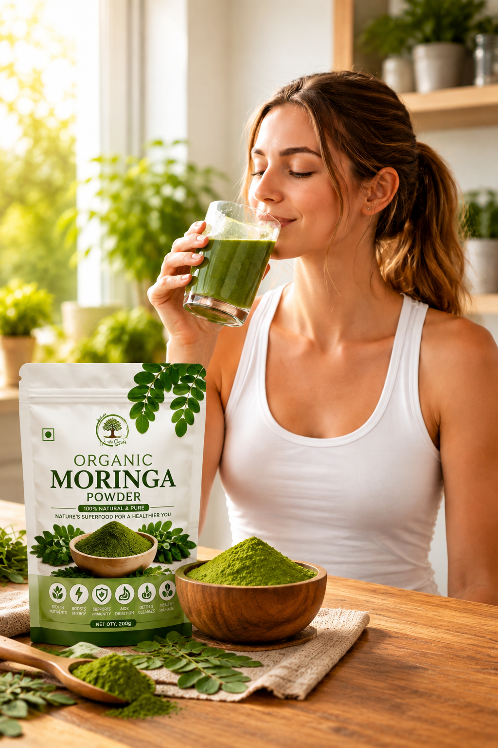 Inhale Green 100% Natural Moringa Powder (200g)